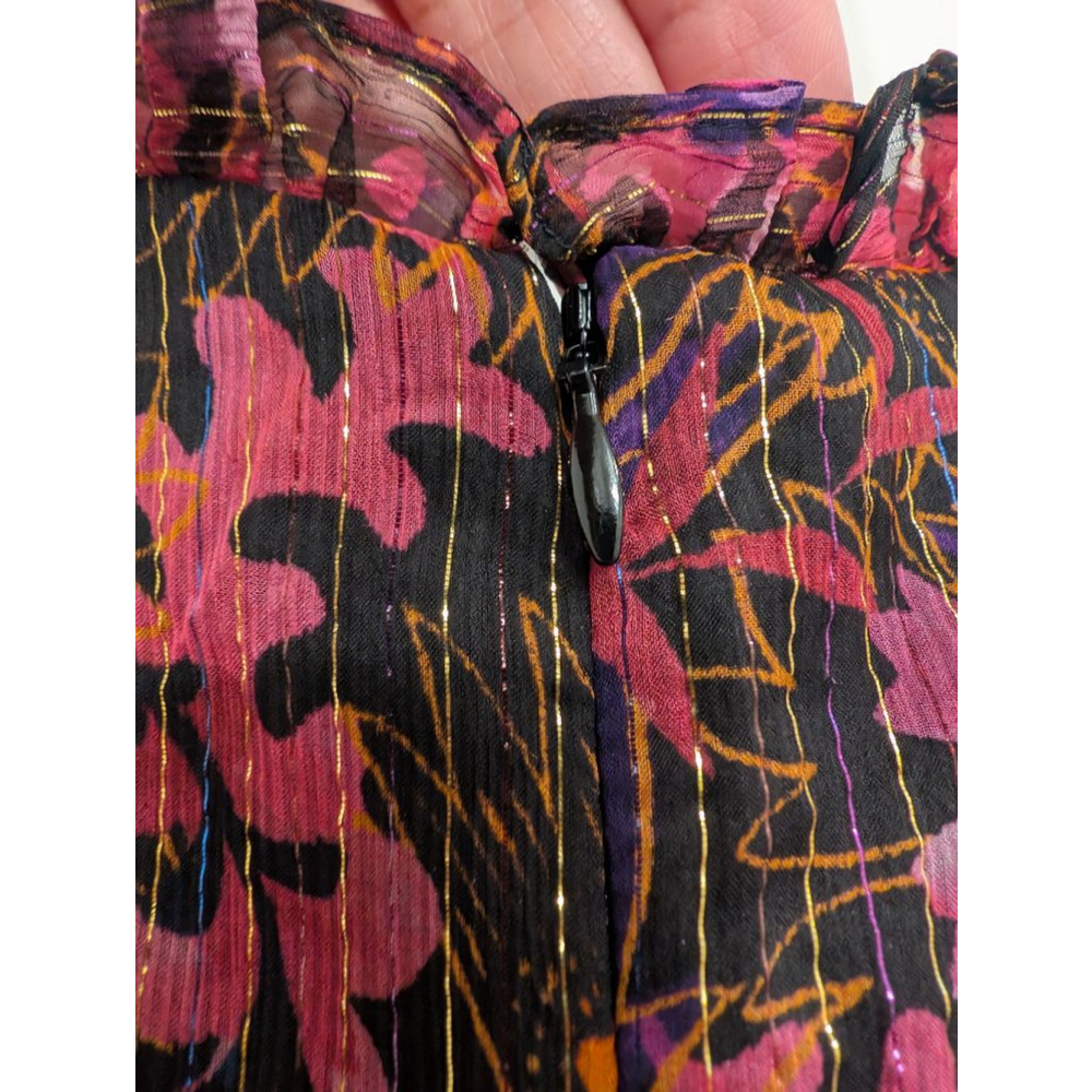 Saloni Ava B Silk Tiered Floral Sheer Long Sleeve Dress Canopy Sz 6 Whimsigoth - Picture 6 of 12